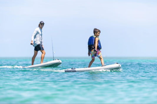 A father and his son eFoiling