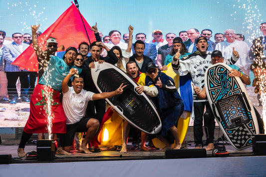 Manel Arpa and the Lift Race Team on podium at Morocco